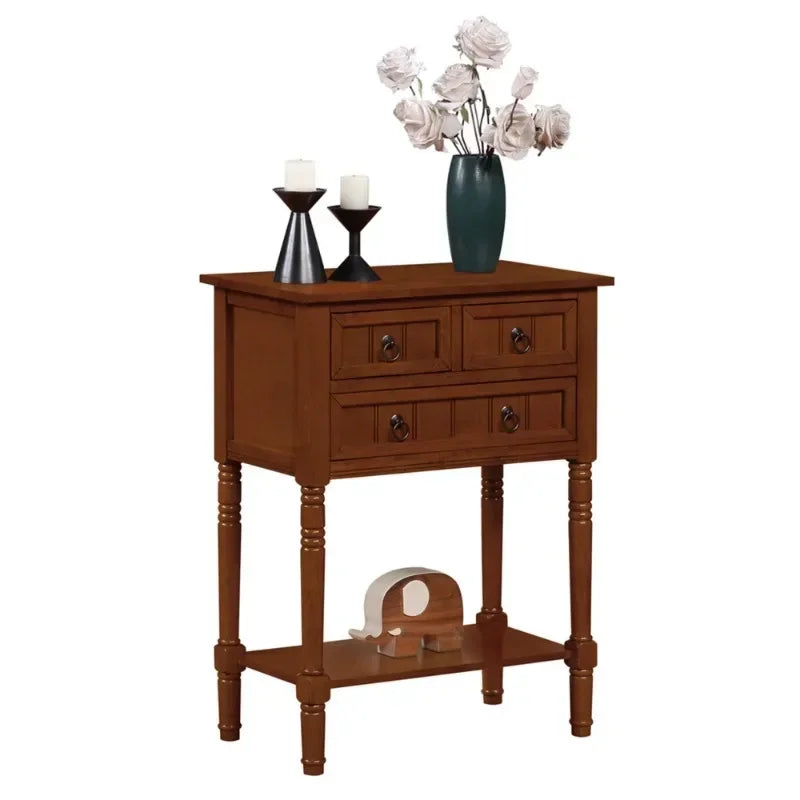 3 Drawer Hall Table with Shelf - Cherry Console Table for Hallway or  Living Room