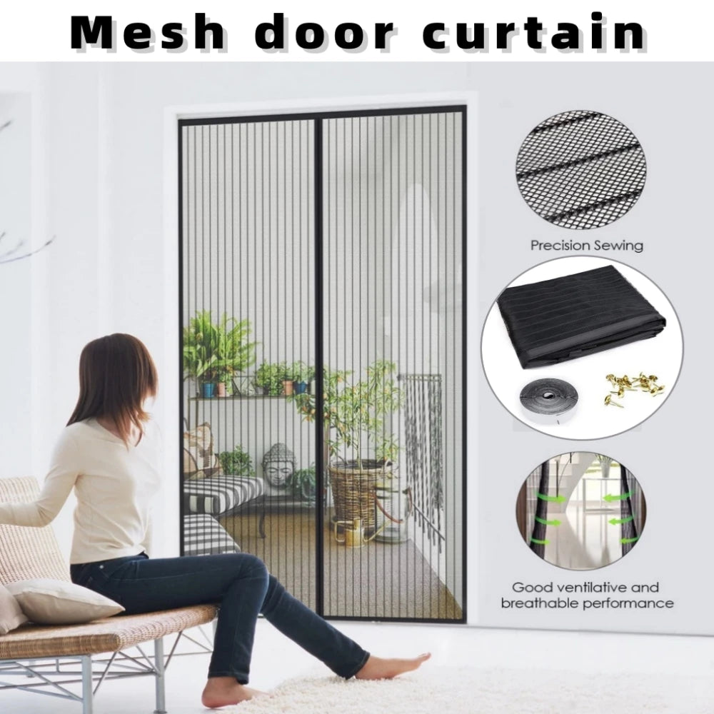 No Punching Magnetic Screen Door Curtain Anti Mosquito Insect Fly Bug