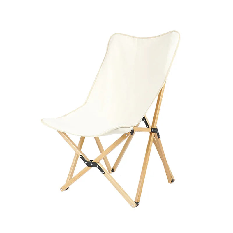 Outdoor Portable Camping Chair with Backrest  Solid Wood