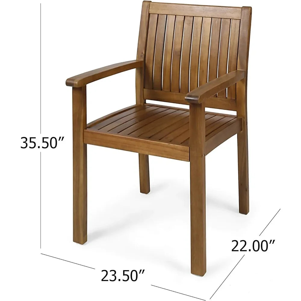 Acacia Wood Outdoor  Dining Chairs (Set of 2) Camping Chair Teak Finish