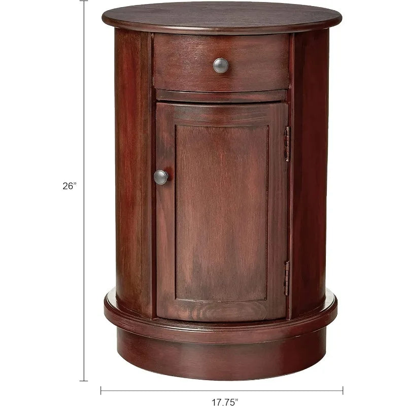 Traditional Round Side Storage End Table,