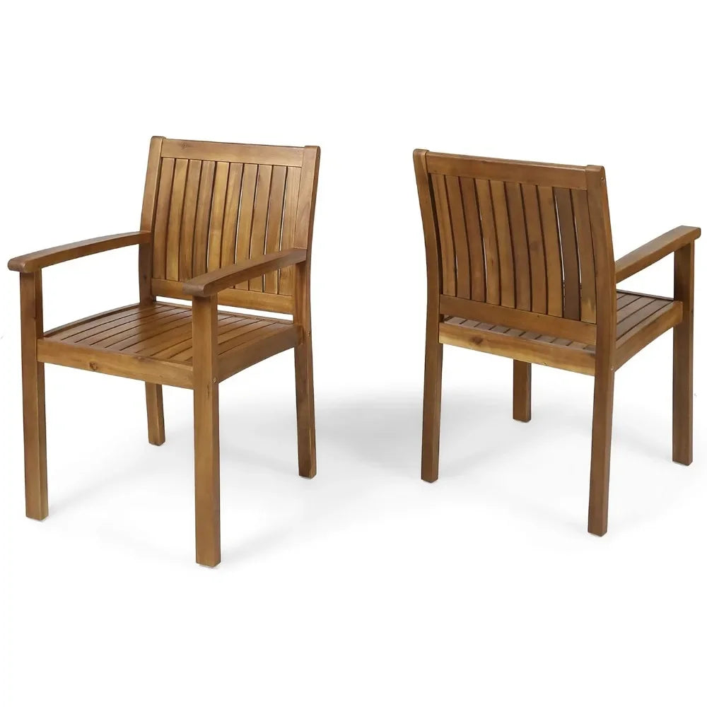 Acacia Wood Outdoor  Dining Chairs (Set of 2) Camping Chair Teak Finish