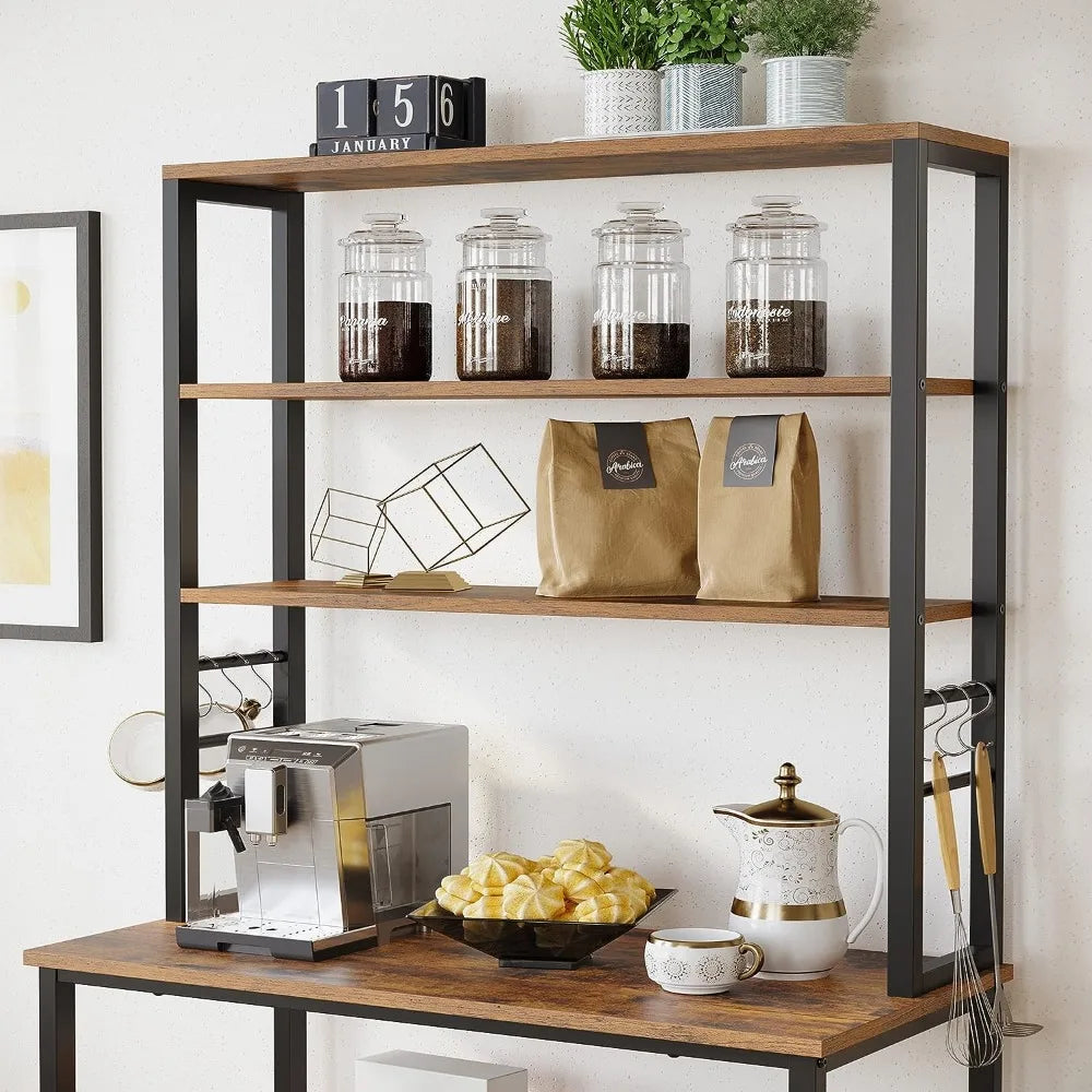 Coffee Bar, Baker’s Rack for Kitchen with Storage