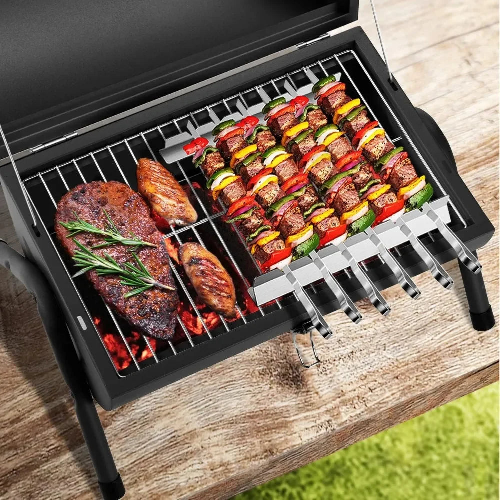 Portable Charcoal Grill, Tabletop Outdoor Barbecue Smoker,