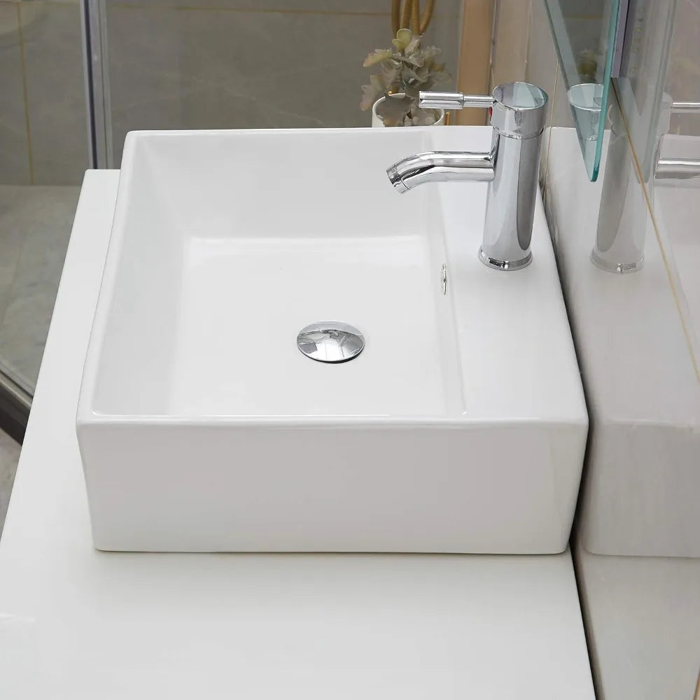 20 Inch Rectangular Counter Top White Porcelain Ceramic Bathroom Vanity Sink