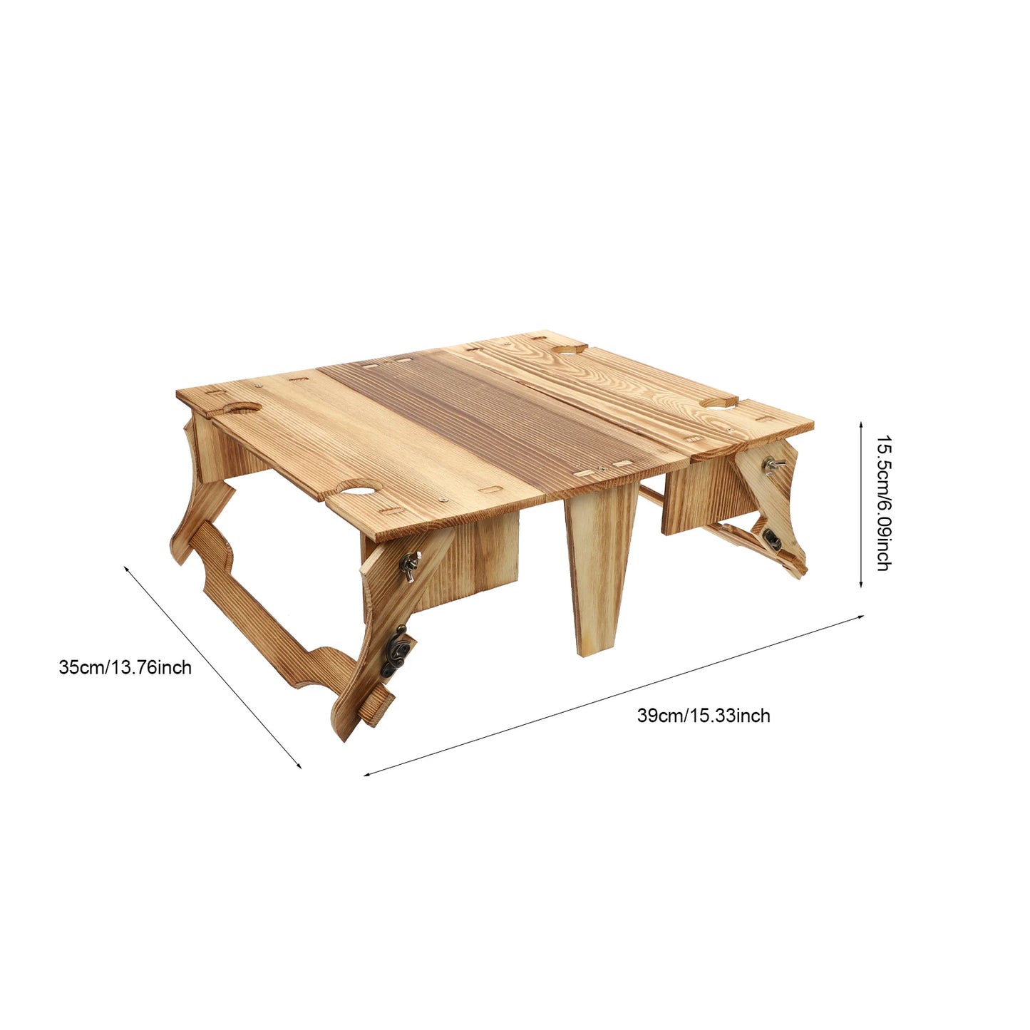 Folding Picnic Table 2 in 1 Small Picnic Table Picnic Wooden Storage Basket Convertible Basket Glasses Holder Table