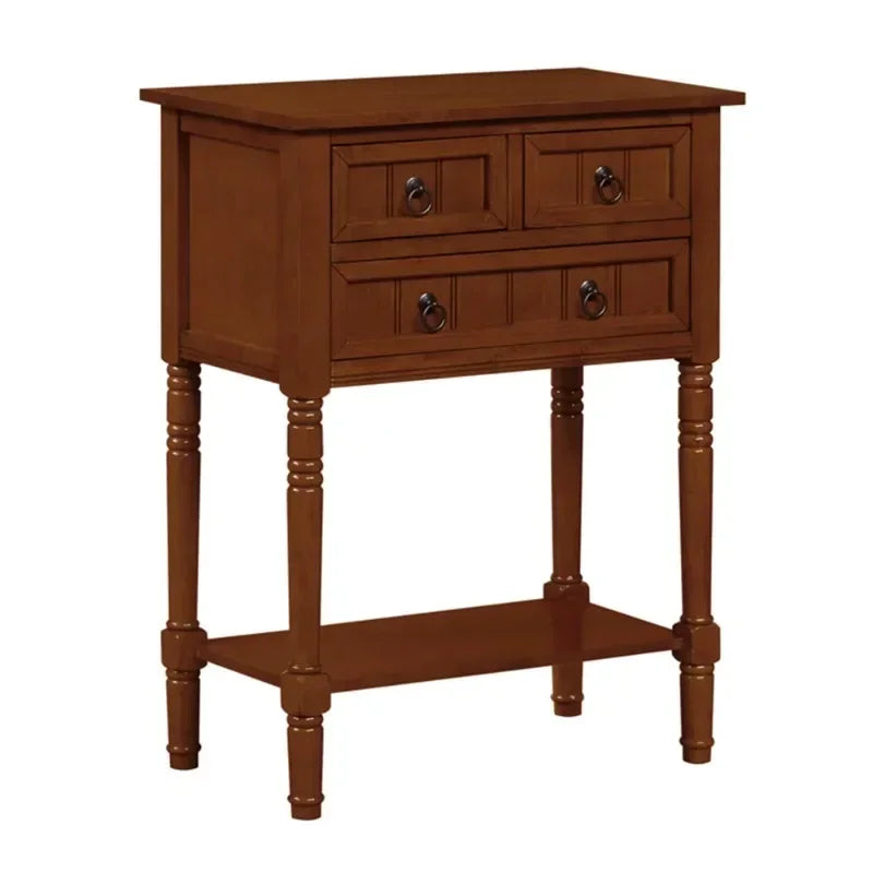 3 Drawer Hall Table with Shelf - Cherry Console Table for Hallway or  Living Room