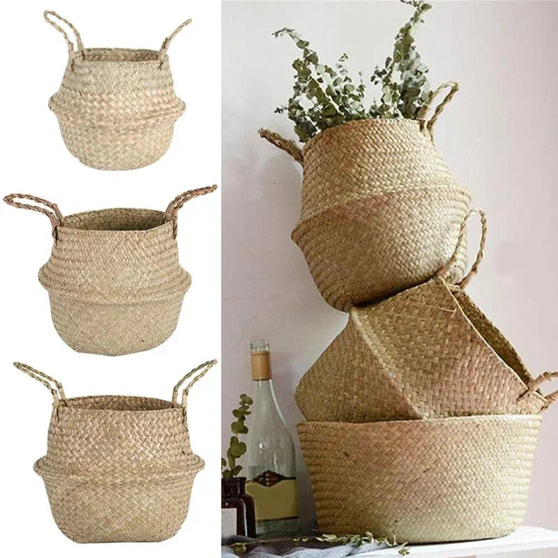 Seaweed Wicker Basket Rattan  Storage