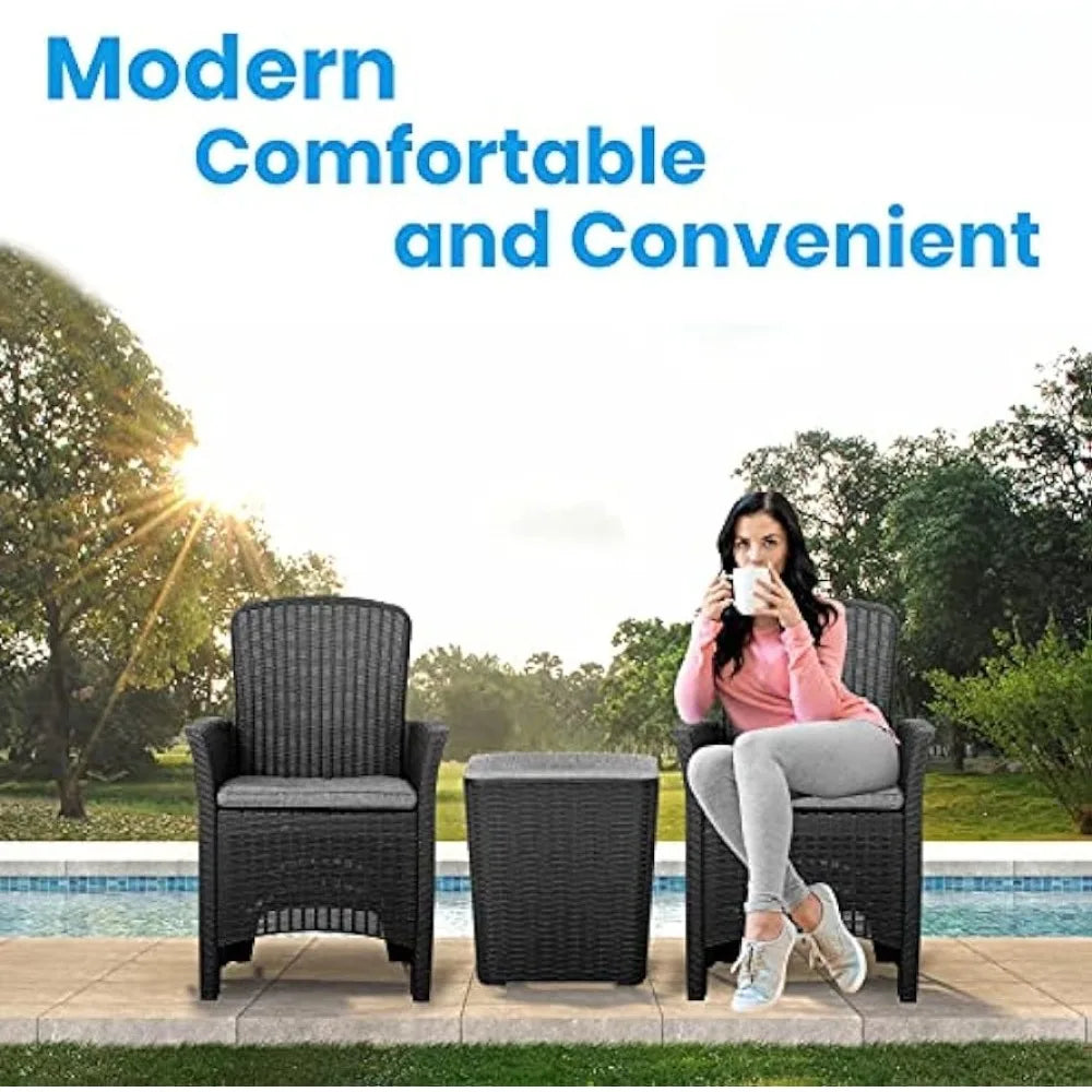 3 Pieces Outdoor Wicker Patio Furniture for Patio & Bistro