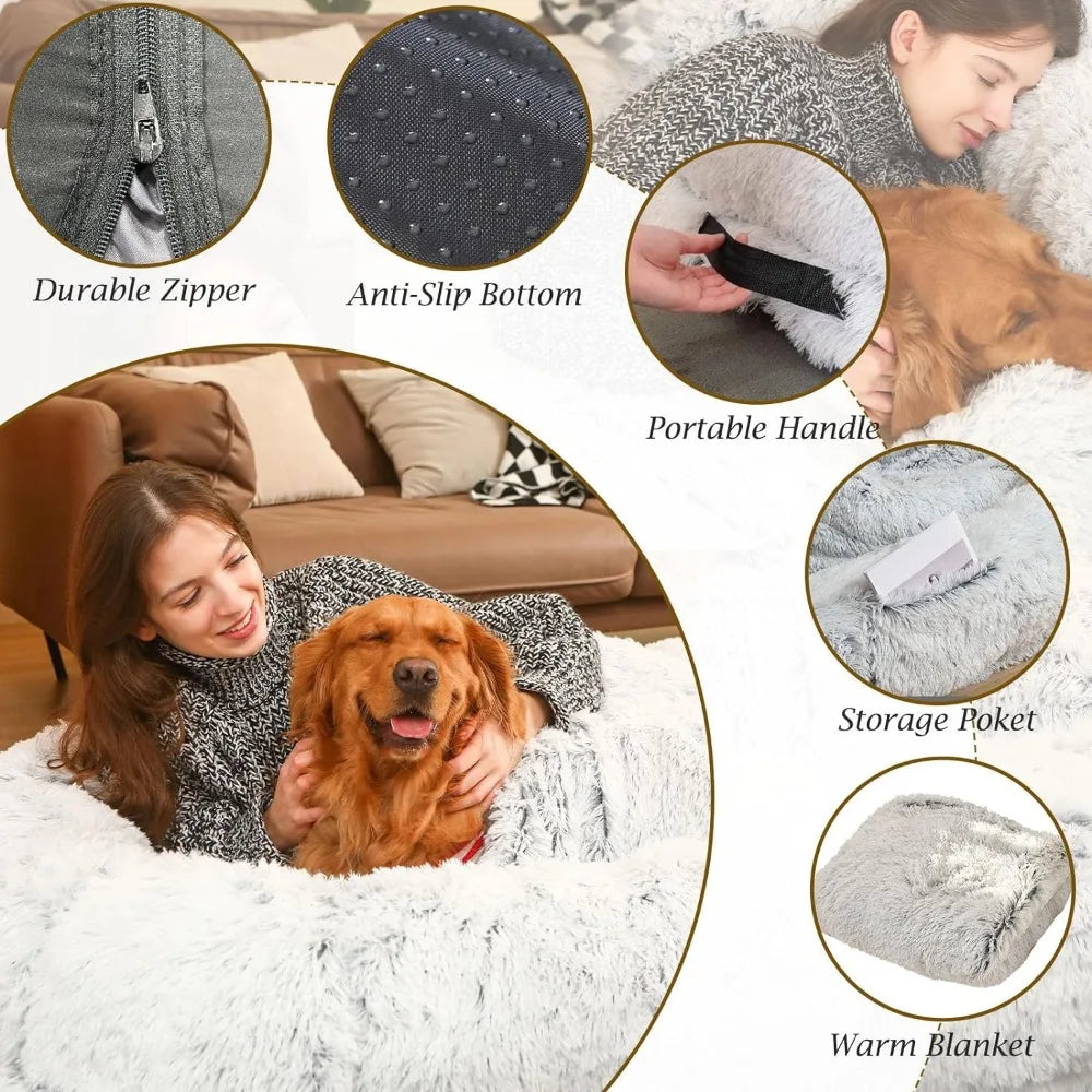 Big Dog Bed for Humans Napping With Blanket -