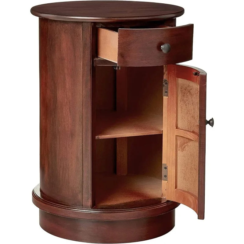 Traditional Round Side Storage End Table,