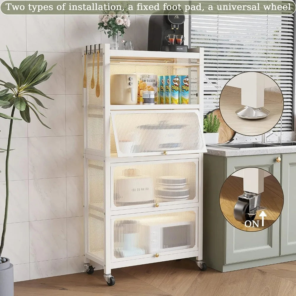 Pantry Storage Cabinet Baker Racks for Microwave