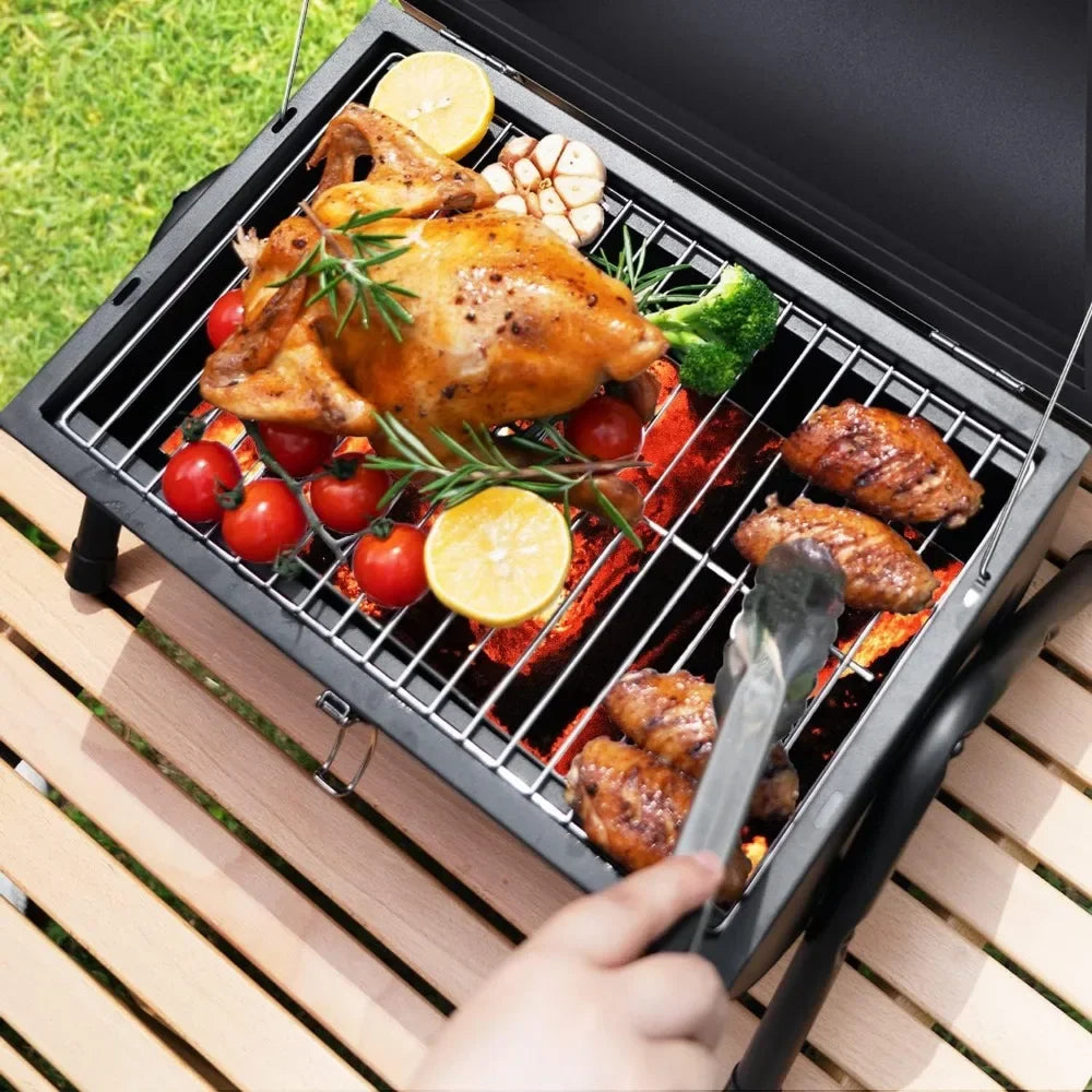 Portable Charcoal Grill, Tabletop Outdoor Barbecue Smoker,