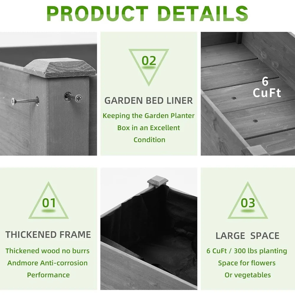 Planter Raised Garden Bed with Legs (48x24x30''),