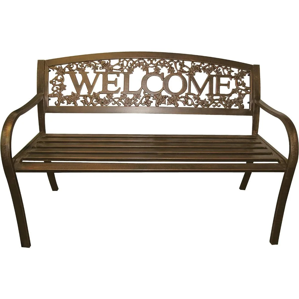 Metal Welcome Outdoor Bench