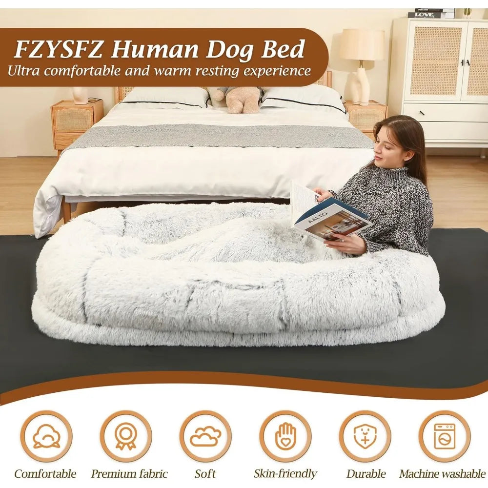 Big Dog Bed for Humans Napping With Blanket -