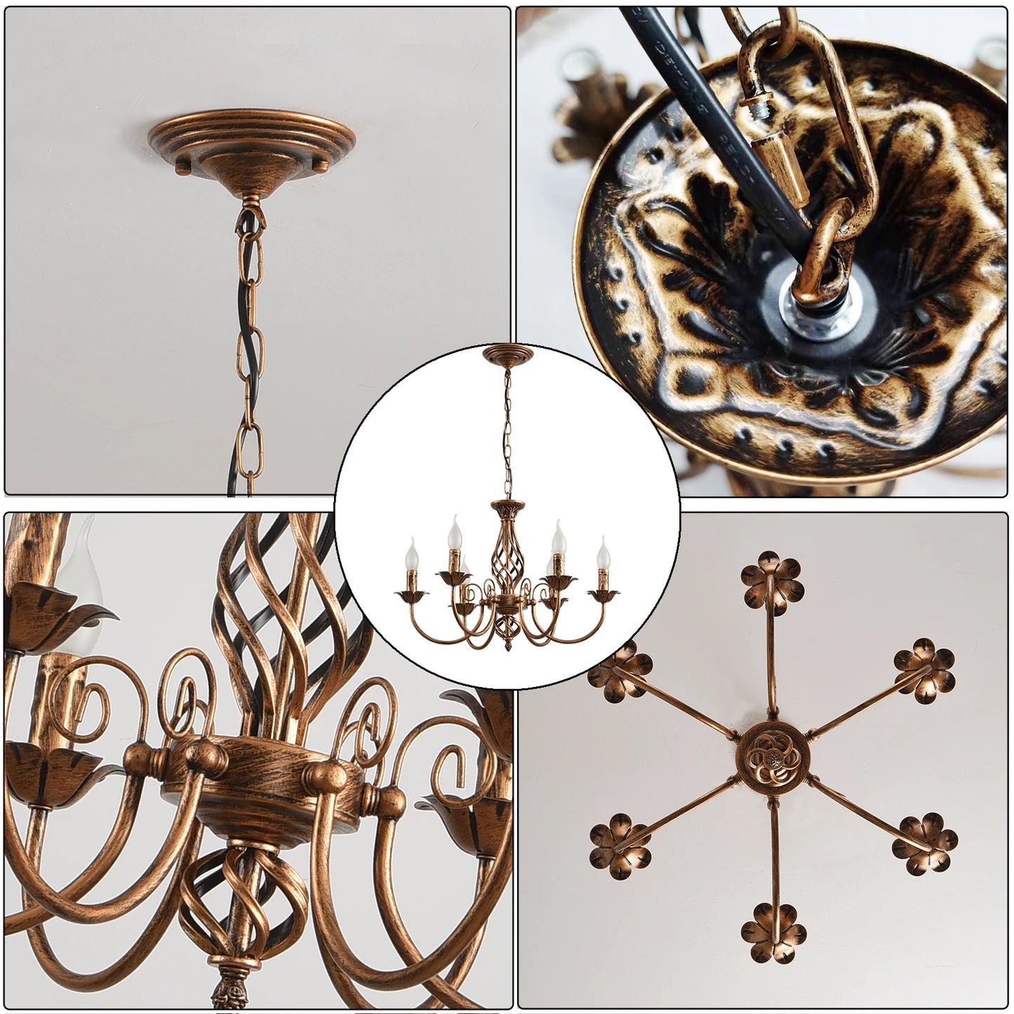 Farmhouse Vintage Metal Chandelier