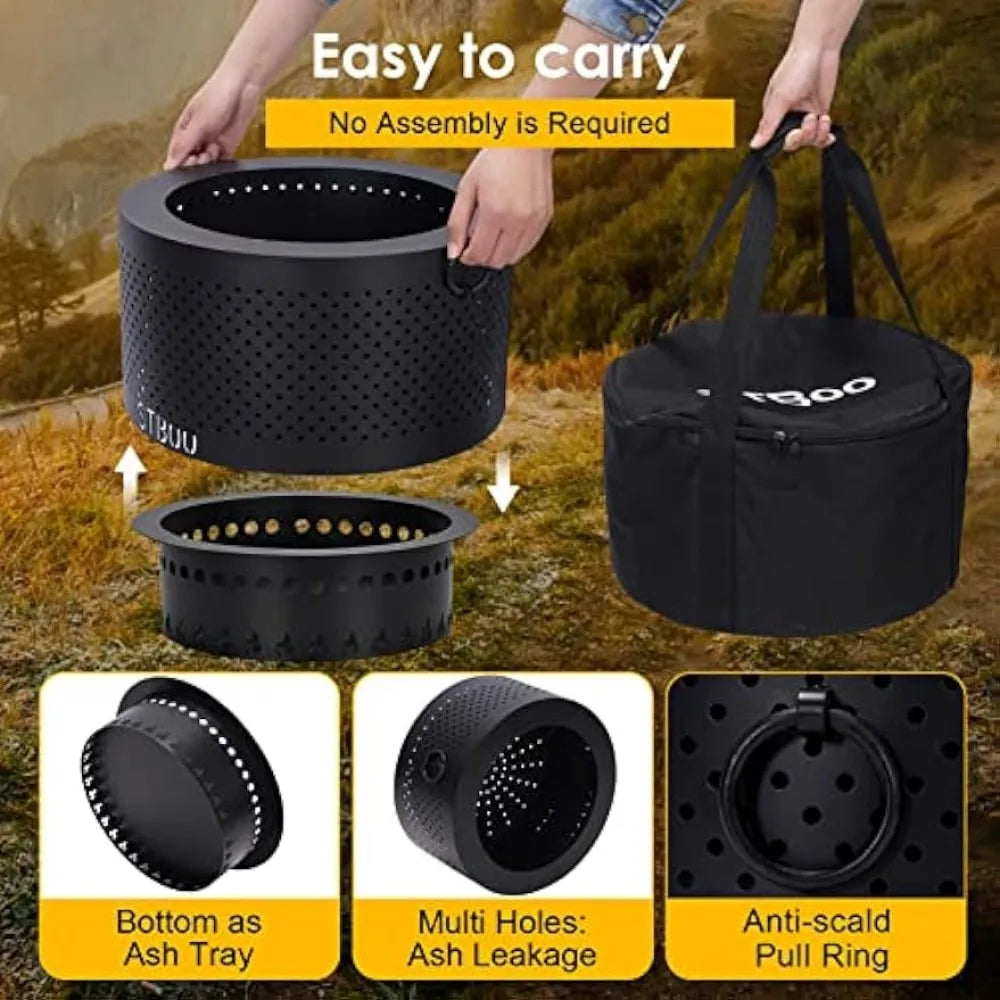 fire Pit for Outside with Portable Carrying Storage Bag,