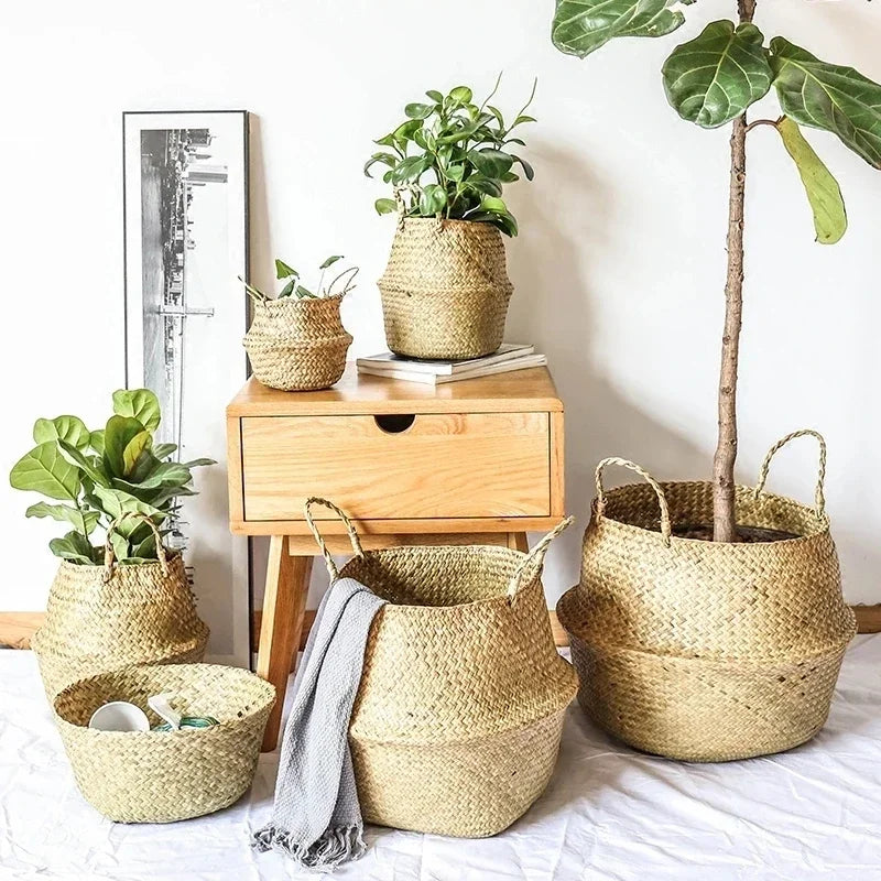 Seaweed Wicker Basket Rattan  Storage