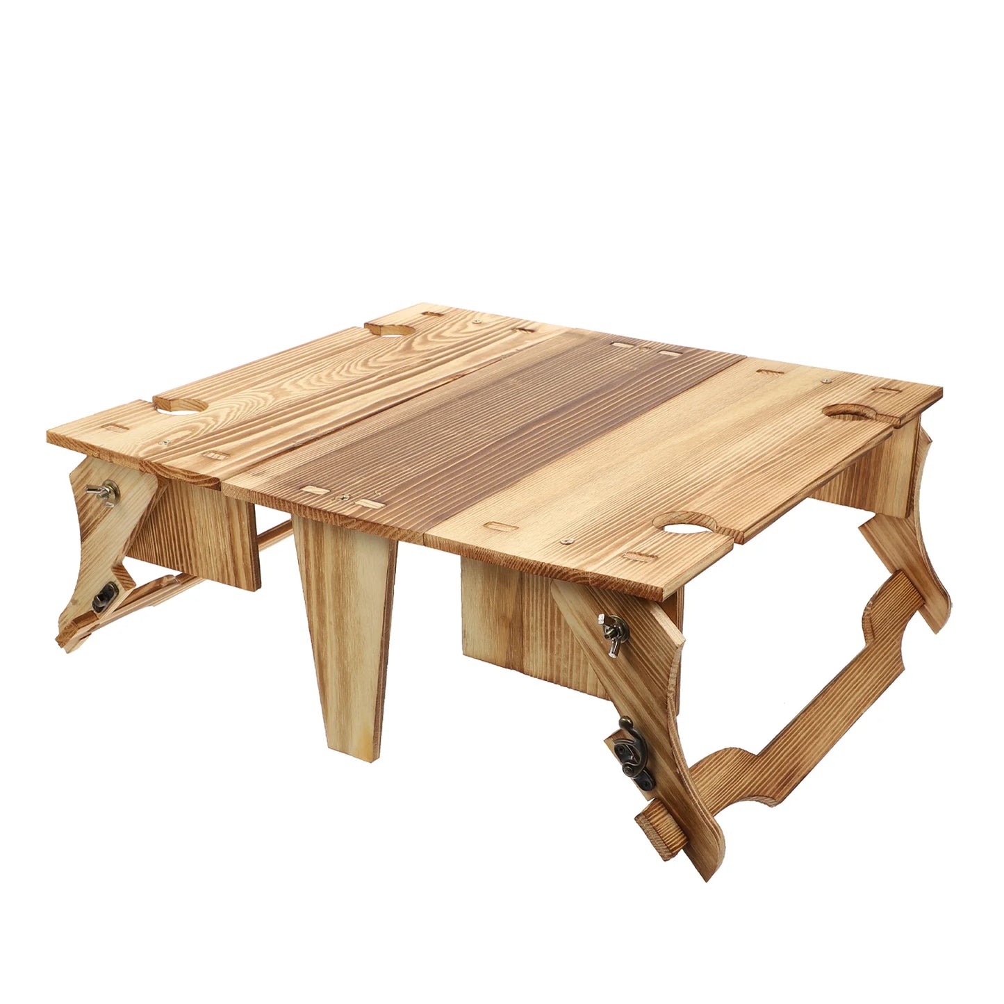 Folding Picnic Table 2 in 1 Small Picnic Table Picnic Wooden Storage Basket Convertible Basket Glasses Holder Table