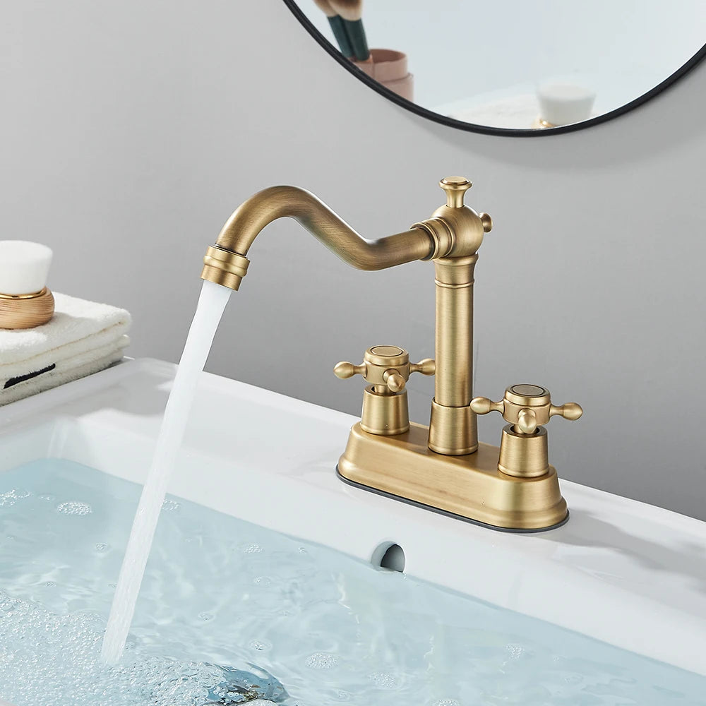 Ceramic Handle Basin Faucet Golden