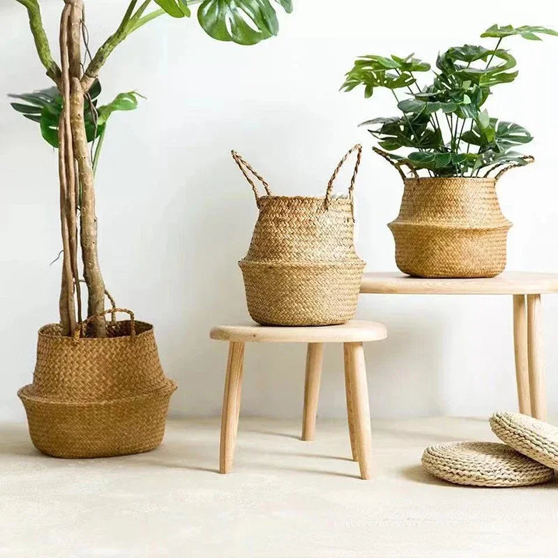 Seaweed Wicker Basket Rattan  Storage