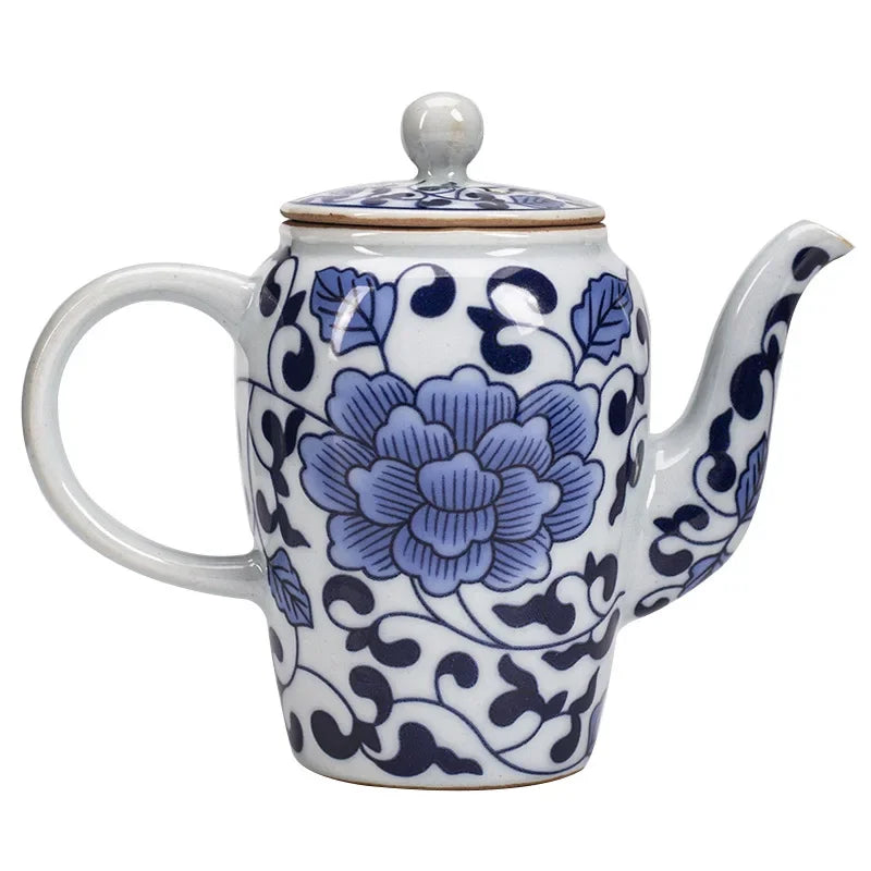 Blue and White Interlock Branch Lotus Pot Japanese Porcelain Kung Fu Tea Set Teapot Small Capacity Single Hand Ewer Tea Kettle