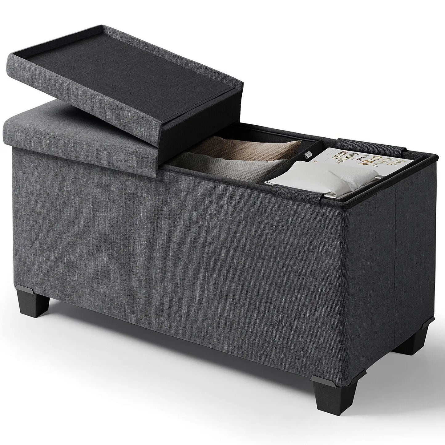 30" Storage Ottoman Bench Chest Folding Living Room &