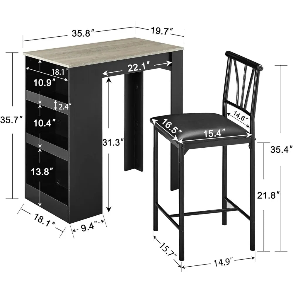 Apartment Lliving or student apartments small table with chairs/2 sets  storage rack, space saving,