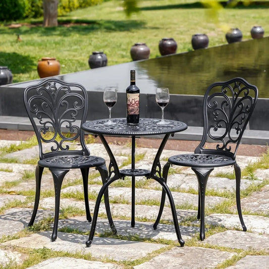 Small Cast Aluminum Patio Bistro Set 3 Piece  Outdoor