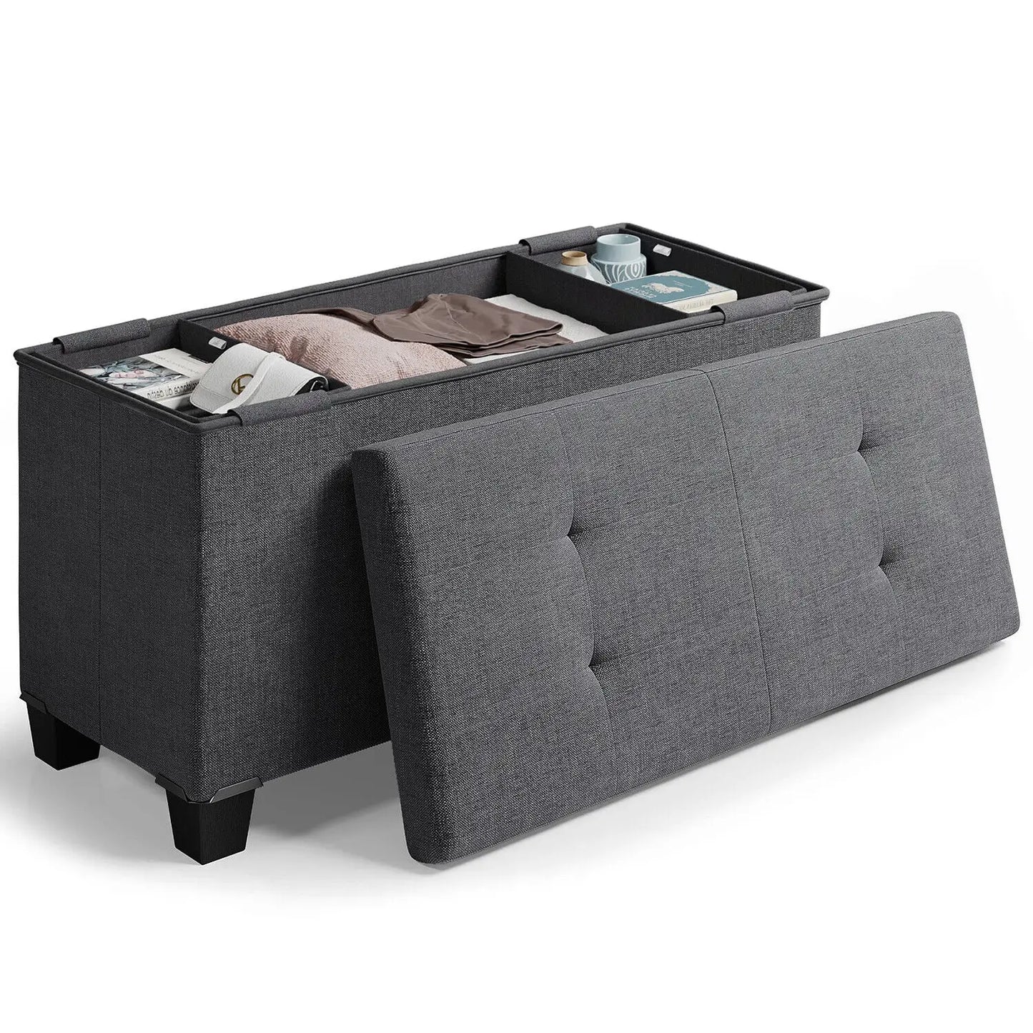 30" Storage Ottoman Bench Chest Folding Living Room &