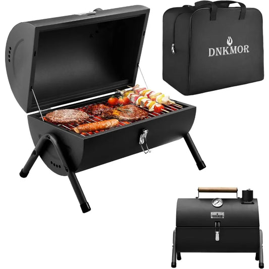 Portable Charcoal Grill, Tabletop Outdoor Barbecue Smoker,