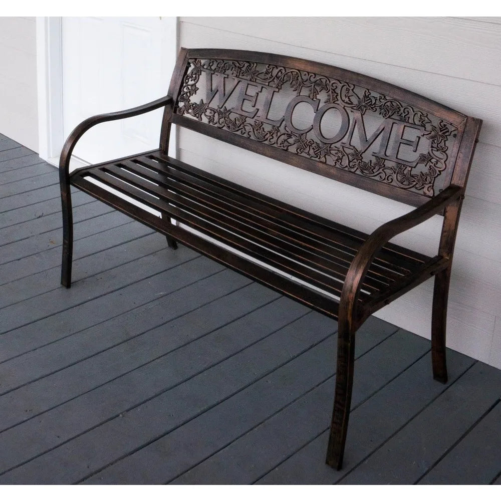 Metal Welcome Outdoor Bench