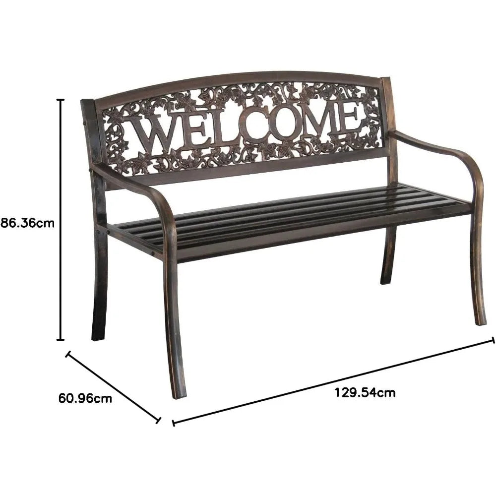 Metal Welcome Outdoor Bench