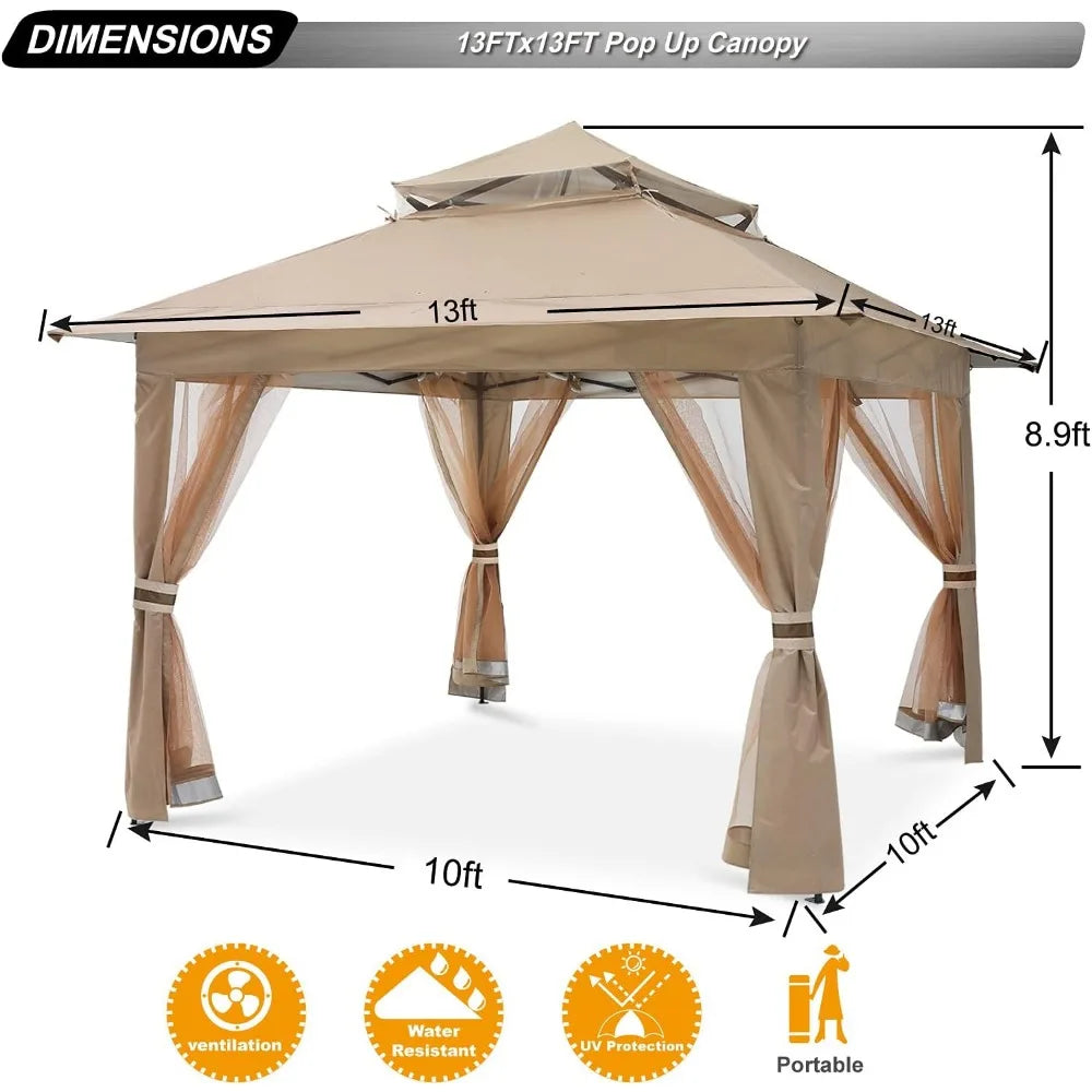 13x13 ABCCANOPY Pop Up Gazebo - Outdoor Canopy Tent with Mosquito