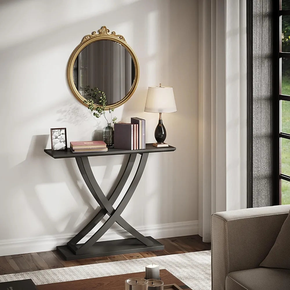 Black Side Foyer Table 39 Inch Wood