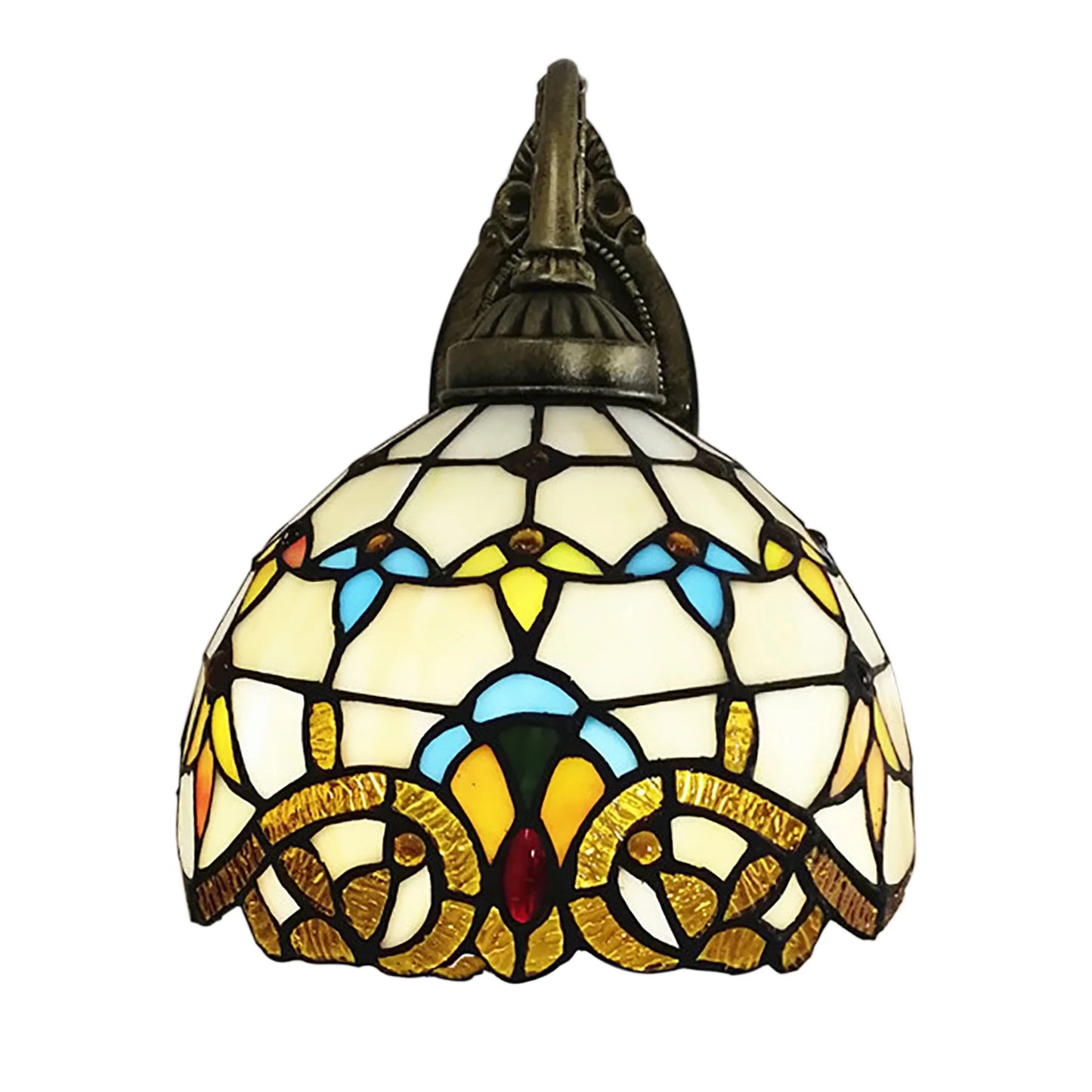 Tiffany Style Beige Dome Glass Wall Lamp Victorian Style for Bedroom Living Room Dining Room Balcony Loft