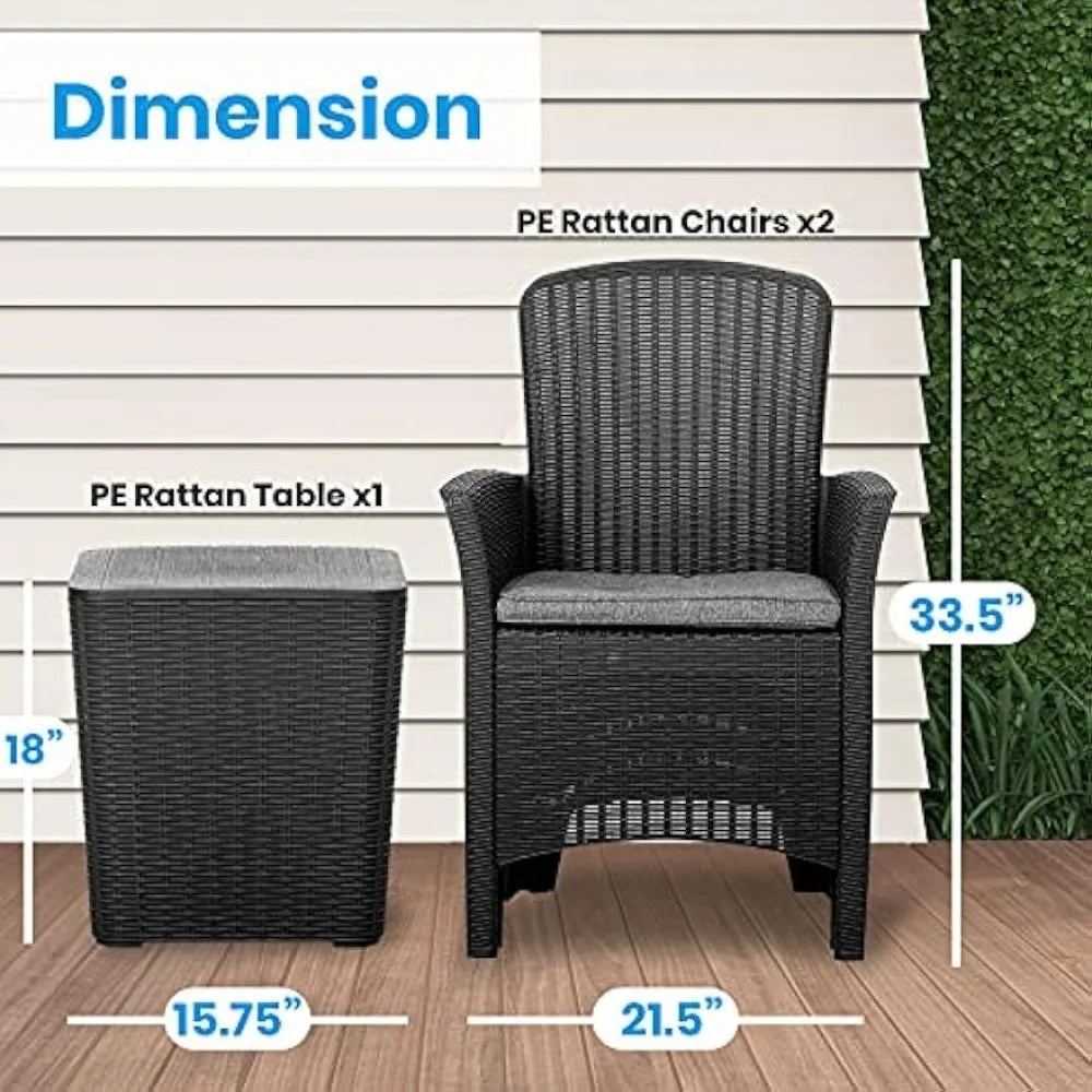 3 Pieces Outdoor Wicker Patio Furniture for Patio & Bistro