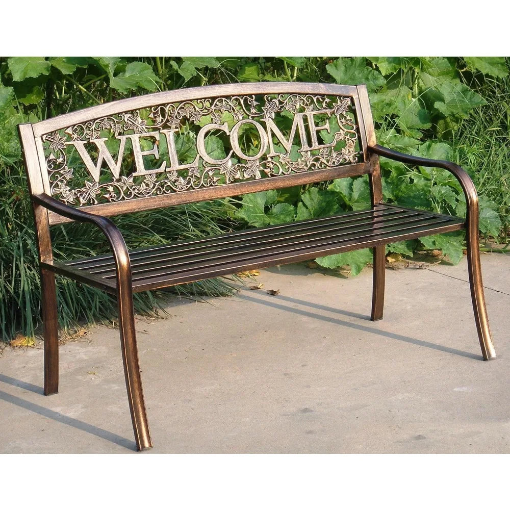 Metal Welcome Outdoor Bench