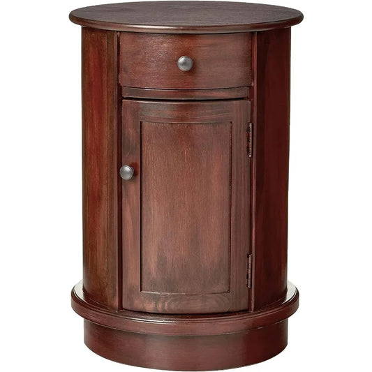 Traditional Round Side Storage End Table,